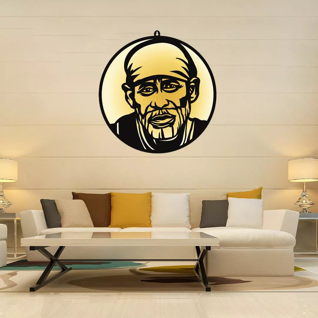 Sai Baba LED Wall Hanging Light for Temple and Wall Decor