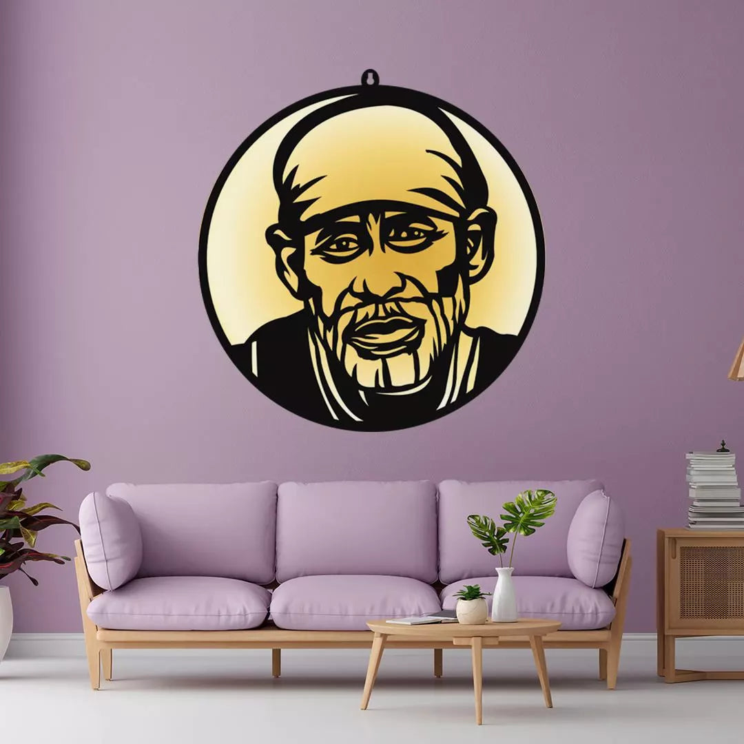 Sai Baba LED Wall Hanging Light for Temple and Wall Decor