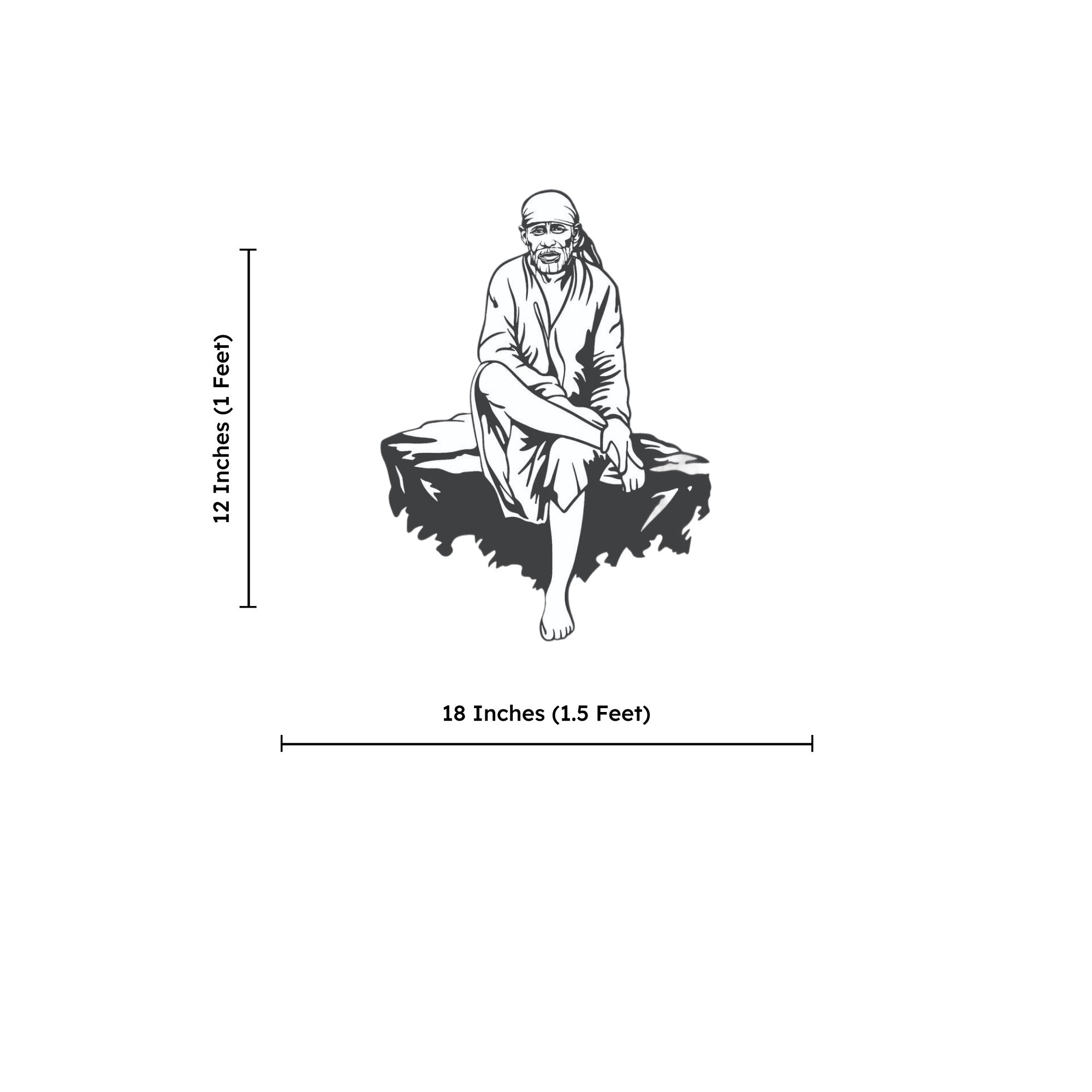 Sai Baba Metal Art Serenity Devotion Wall Decor