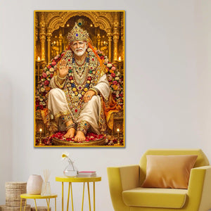 Sai Baba Wall Art Floating Frame Crystal Wall Painting