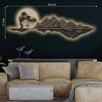 Sailboat Mountain Scene Premium Crystal Glass Backlit LED Painting