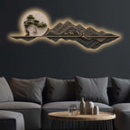 Sailboat Mountain Scene Premium Crystal Glass Backlit LED Wall Art