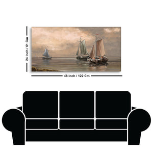 Sailing Boat on the Sea landscape with Fisherman Wall Painting