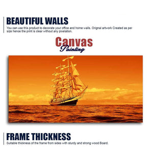 Sailing Ship in a Beautiful Golden Hour Premium Wall Painting