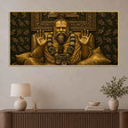 Saint Shri Premanandji Maharaj Giving Blessing Metallic Look 3D Canvas Wall Painting