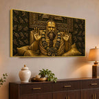 Saint Shri Premanandji Maharaj Giving Blessing Metallic Look 3D Canvas Wall Painting