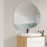 Scandinavian Frameless Beveled Pebble Shape Bathroom Mirror