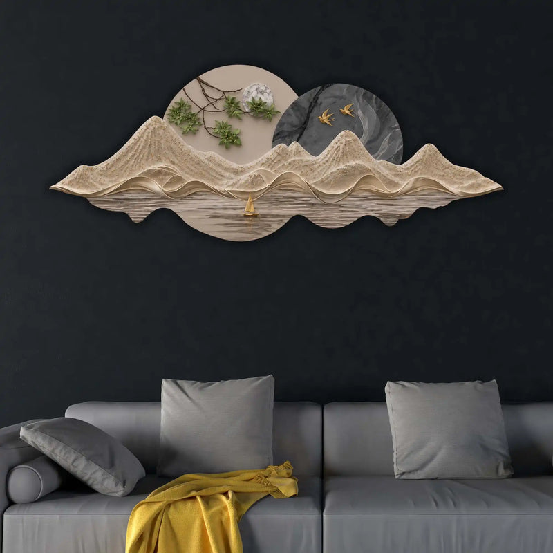 Scenic Mountain Landscape Crystal Glass Backlit LED Painting