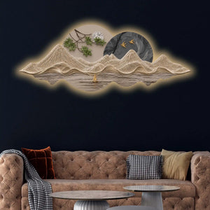 Scenic Mountain Landscape Crystal Glass Backlit LED Wall Art