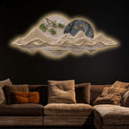Scenic Mountain Landscape Crystal Glass Backlit LED Wall Art