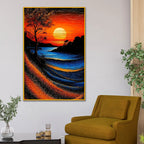 Scenic River Sunset Floating Frame Crystal Wall Painting