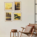 Scenic Tree Wall Art Frame Set of 4 for Living Room Décor