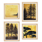 Scenic Tree Wall Art Frame Set of 4 for Living Room Décor