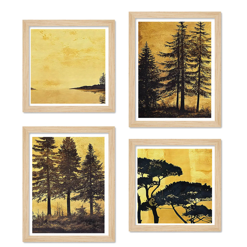 Scenic Tree Wall Art Frame Set of 4 for Living Room Décor