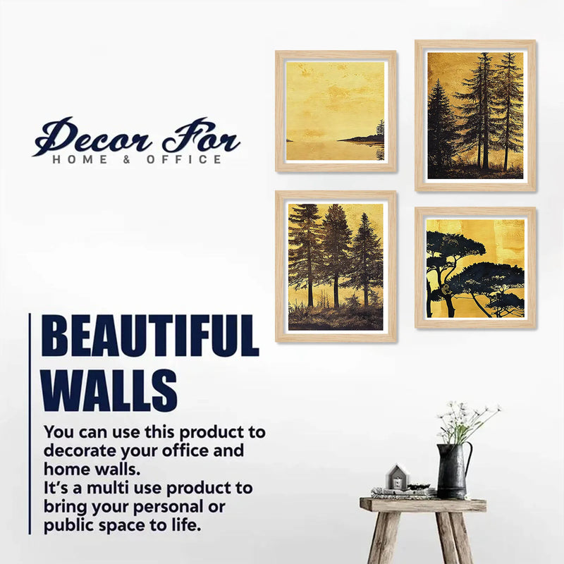 Scenic Tree Wall Art Frame Set of 4 for Living Room Décor