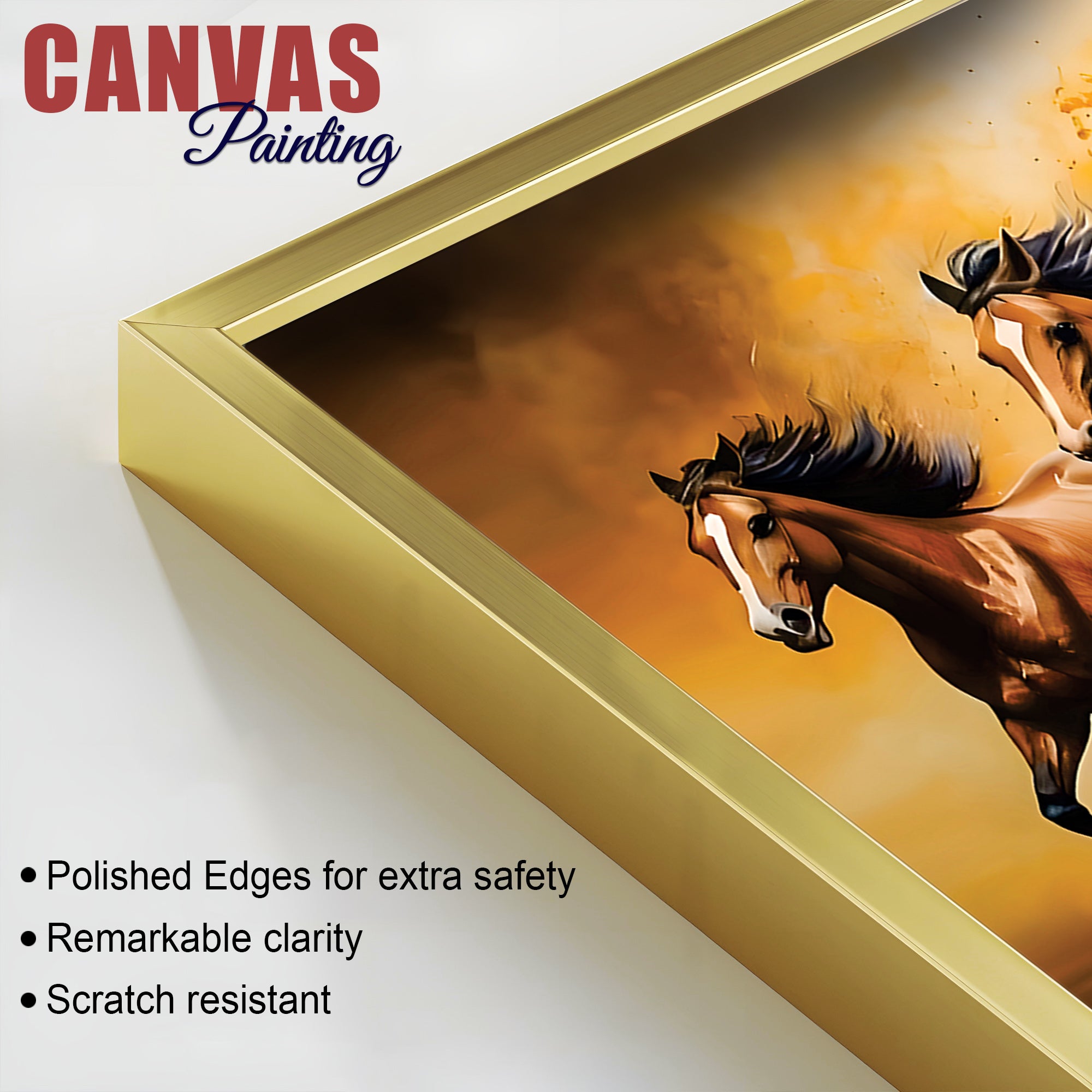 Scenic view of Seven Horses Running Canvas Wall Painting