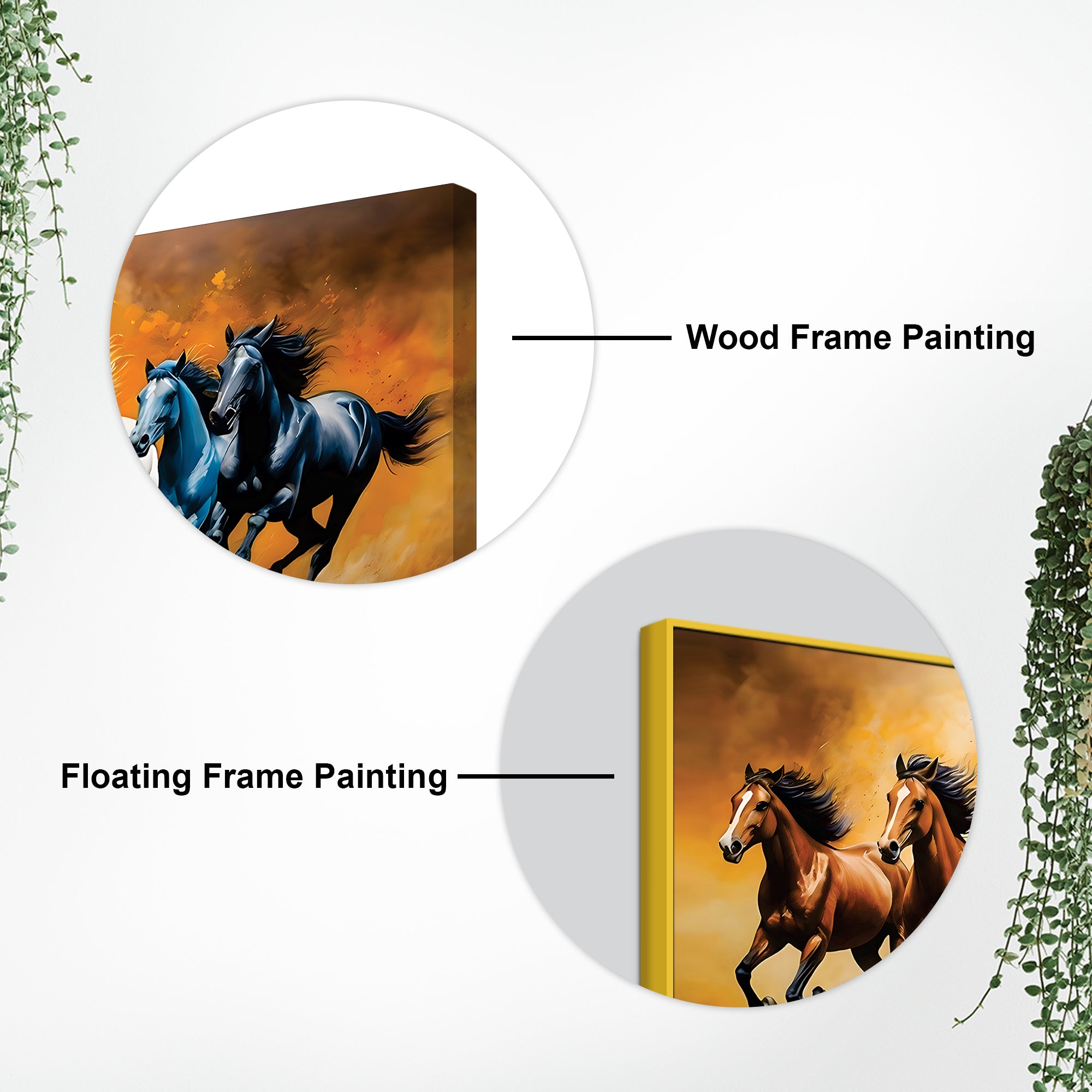 Scenic view of Seven Horses Running Canvas Wall Painting