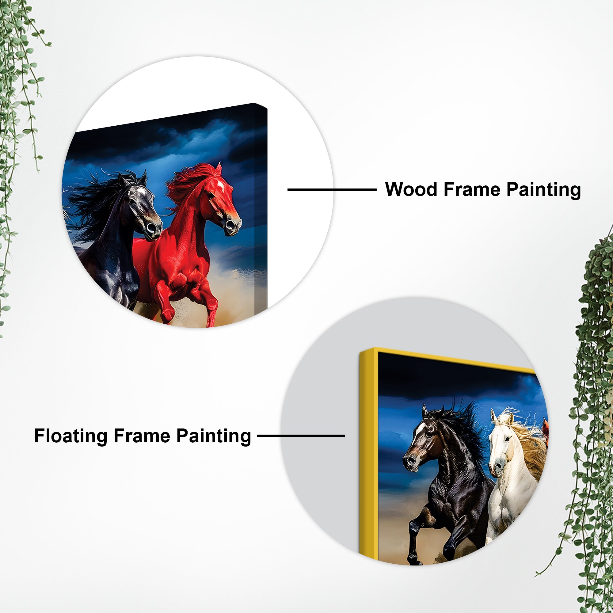 Scenic view Seven Horses Running at Night Canvas Wall Painting