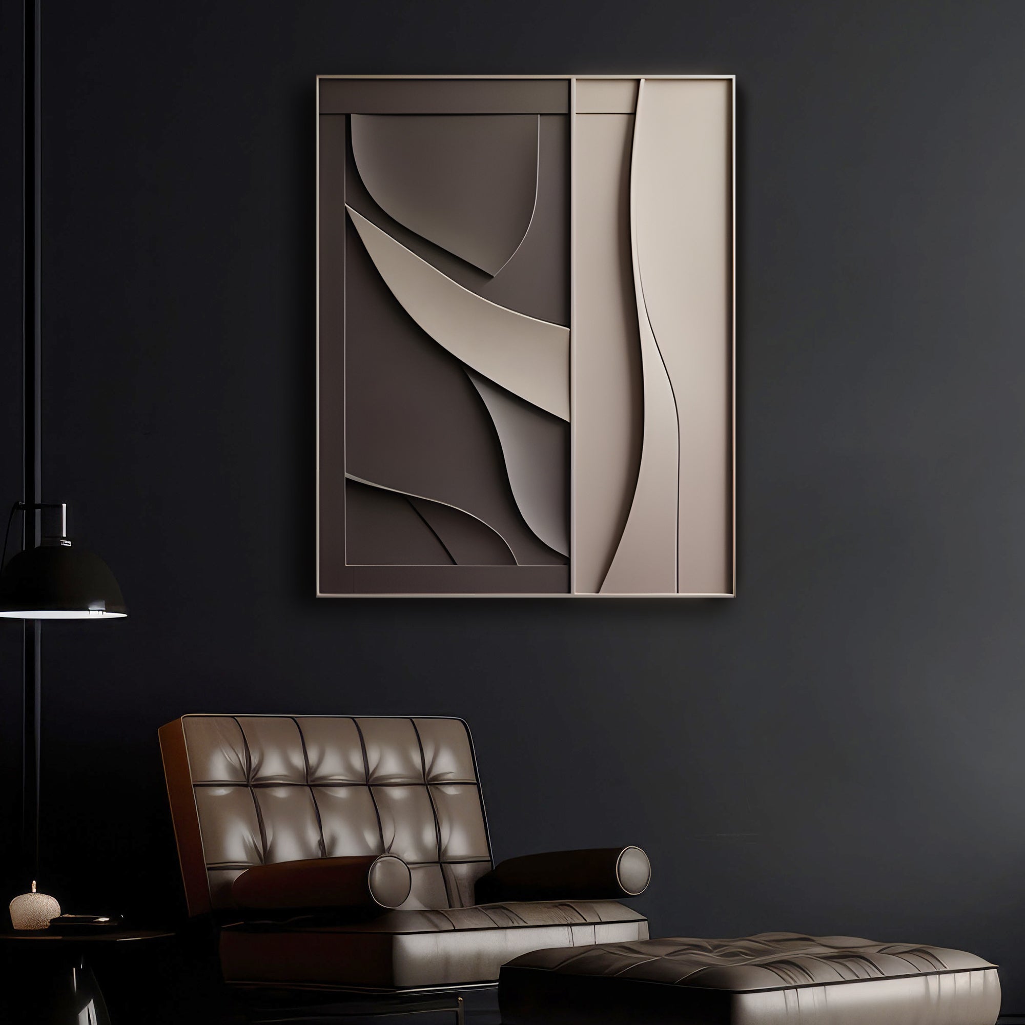Sculptural Wall Decor with Geometric and Organic Elements