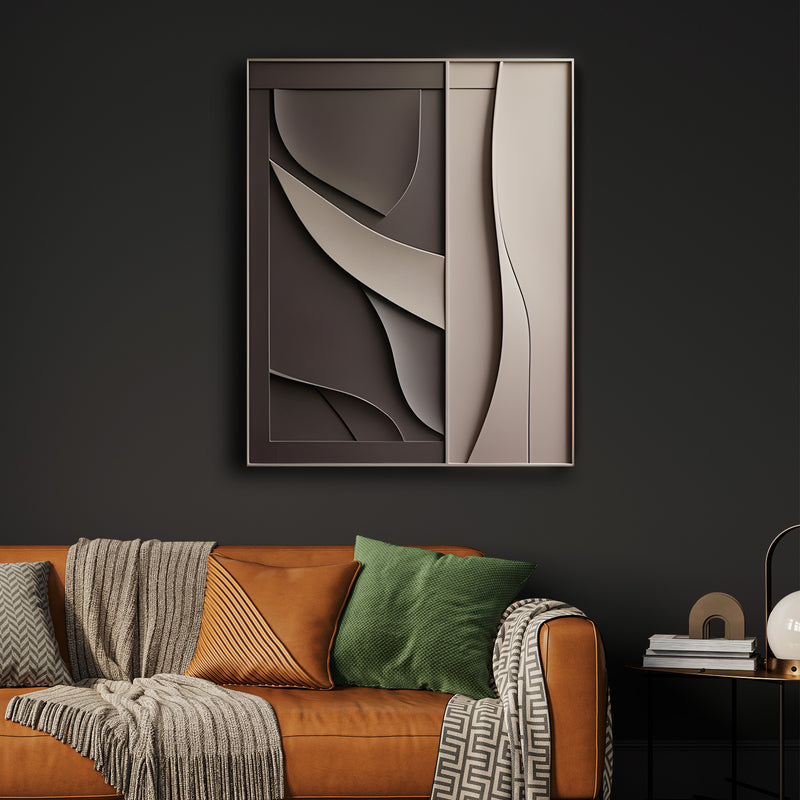 Sculptural Wall Decor with Geometric and Organic Elements