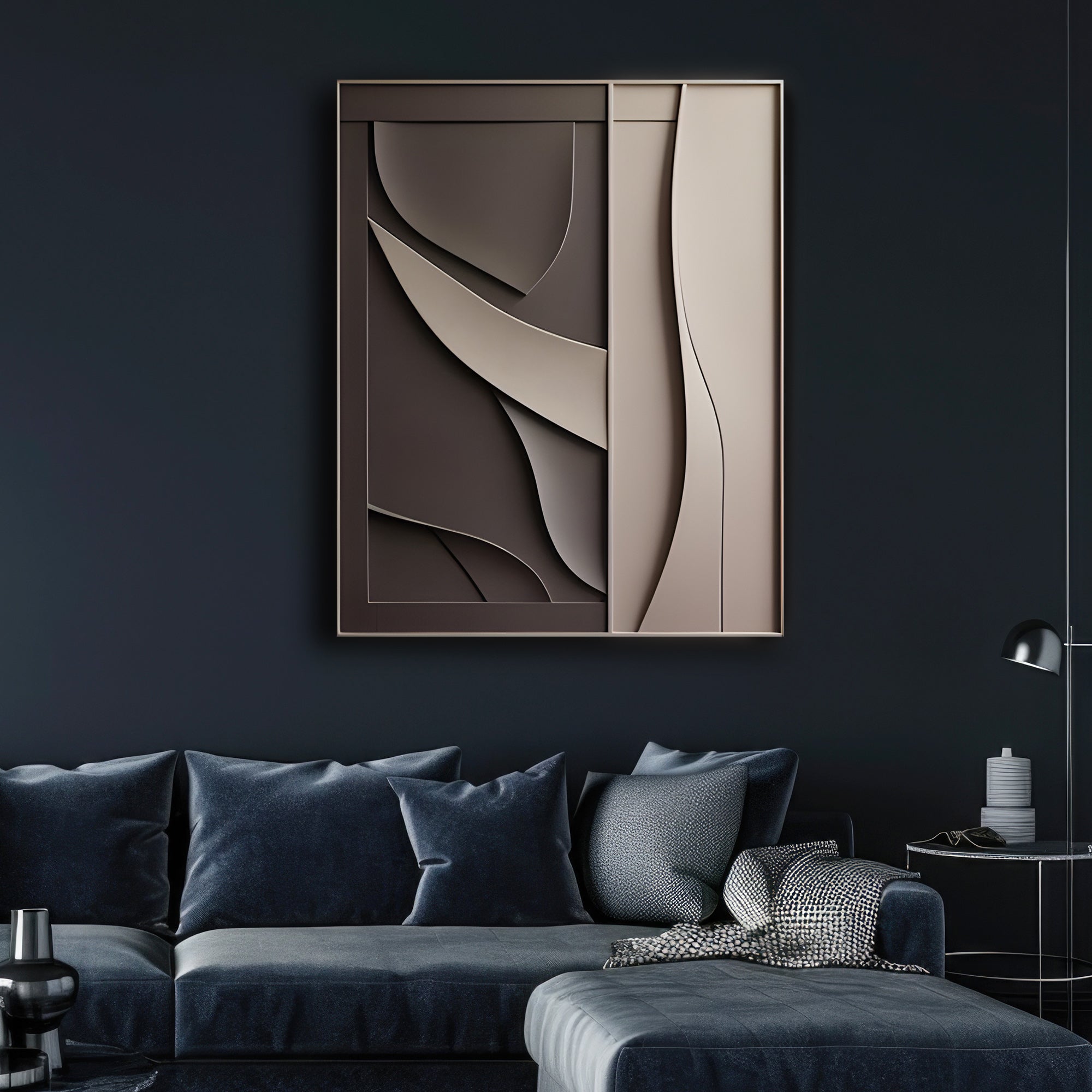 Sculptural Wall Decor with Geometric and Organic Elements