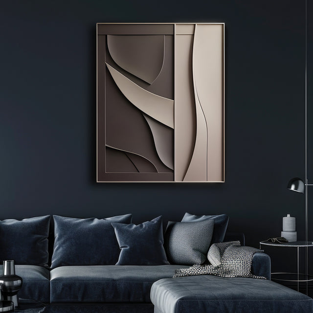 Sculptural Wall Decor with Geometric and Organic Elements