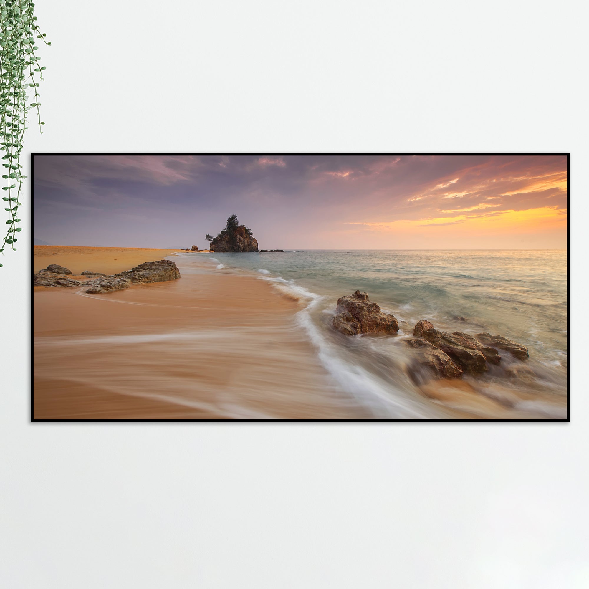 Sea Bay Sunset Colorful Frame Wall Painting