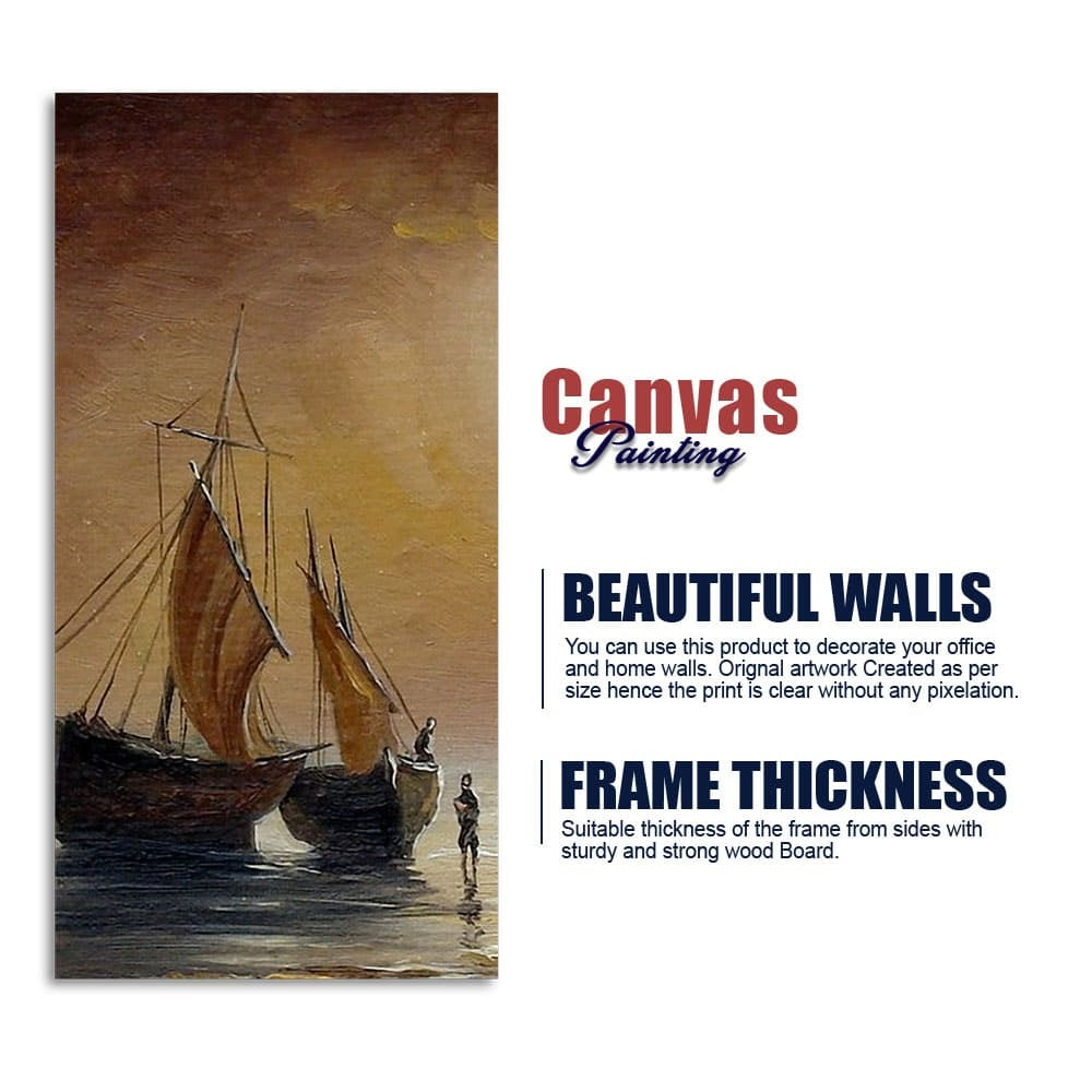 Sea Ships with Fishermen Canvas Wall Painting