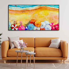 Seascape Top View Premium Canvas Watercolor Wall Painting