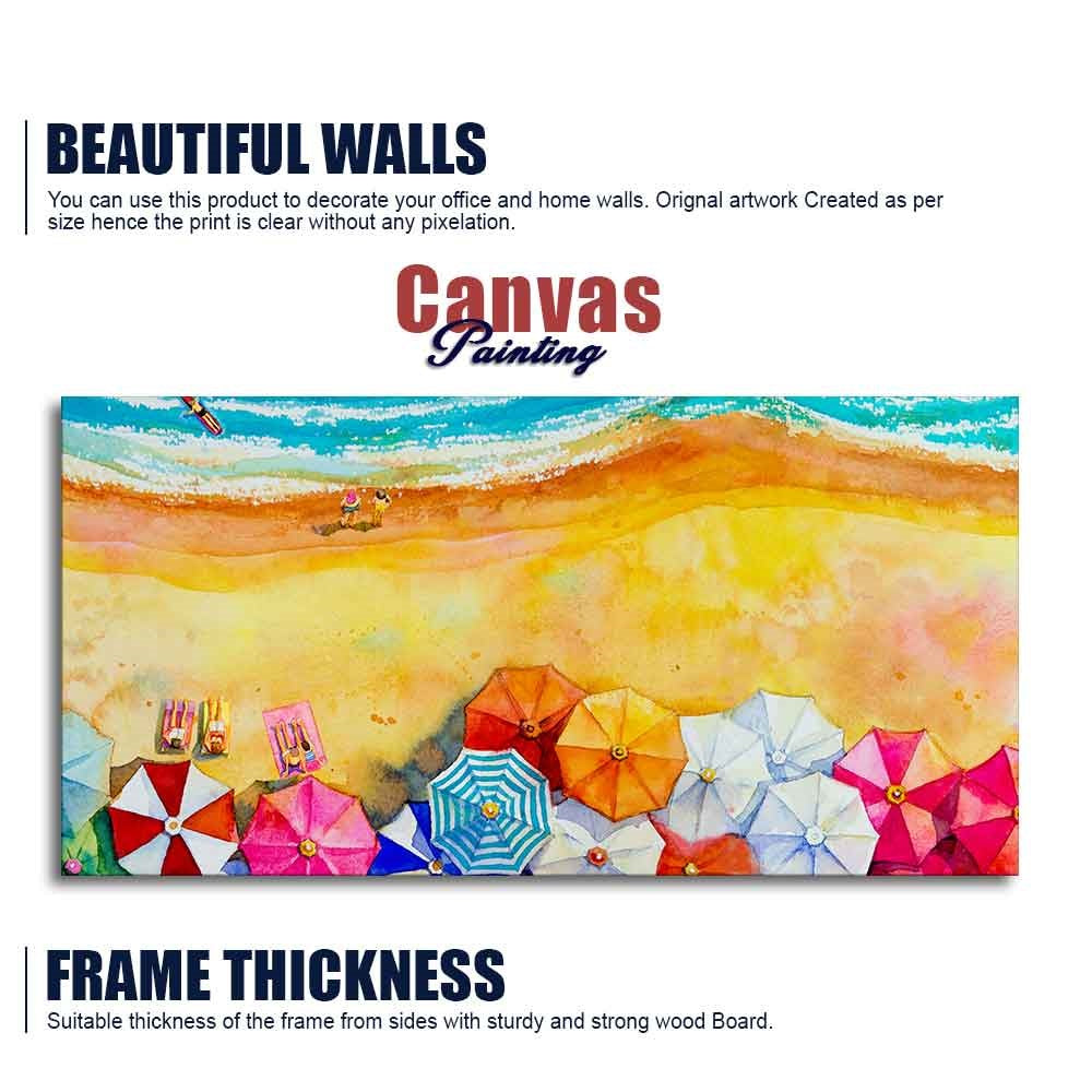 Seascape Top View Premium Canvas Watercolor Wall Painting
