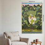 Secret Forest Darshan of Shrinathji and Sacred Cows Canvas Wall Painting