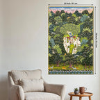 Secret Forest Darshan of Shrinathji and Sacred Cows Canvas Wall Painting