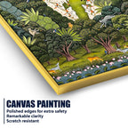 Secret Forest Darshan of Shrinathji and Sacred Cows Canvas Wall Painting