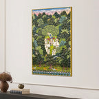 Secret Forest Darshan of Shrinathji and Sacred Cows Canvas Wall Painting