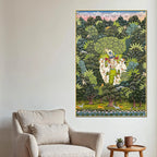 Secret Forest Darshan of Shrinathji and Sacred Cows Canvas Wall Painting