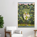 Secret Forest Darshan of Shrinathji and Sacred Cows Canvas Wall Painting