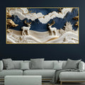 Serene Alpine Valley with Twin White Stags 3D Canvas Wall Painting