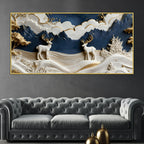 Serene Alpine Valley with Twin White Stags 3D Canvas Wall Painting
