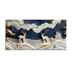 Serene Alpine Valley with Twin White Stags 3D Canvas Wall Painting