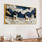 Serene Alpine Valley with Twin White Stags 3D Canvas Wall Painting
