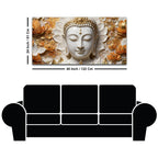 Serene Buddha Face Amid Golden Lotus Blossoms 3D Effect Canvas Wall Painting