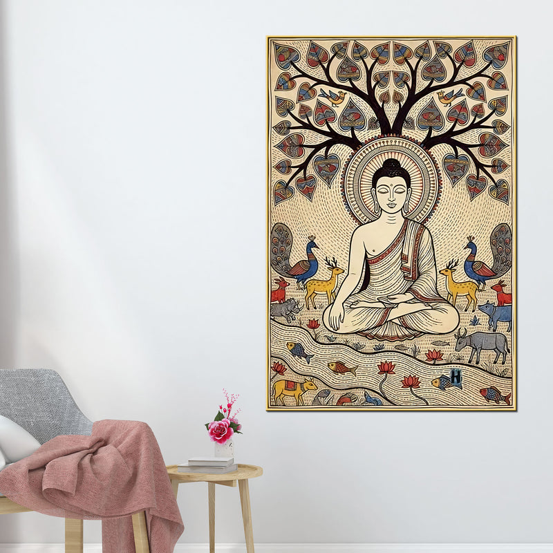 Serene Buddha Meditation Canvas Painting