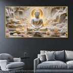 Serene Buddha Meditation in Lotus Paradise 3D Canvas Wall Painting
