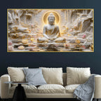 Serene Buddha Meditation in Lotus Paradise 3D Canvas Wall Painting