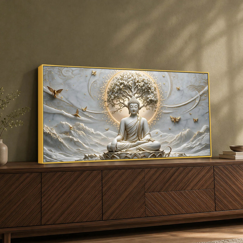 Serene Buddha Under Sacred Bodhi Tree 3D Canvas Wall Painting