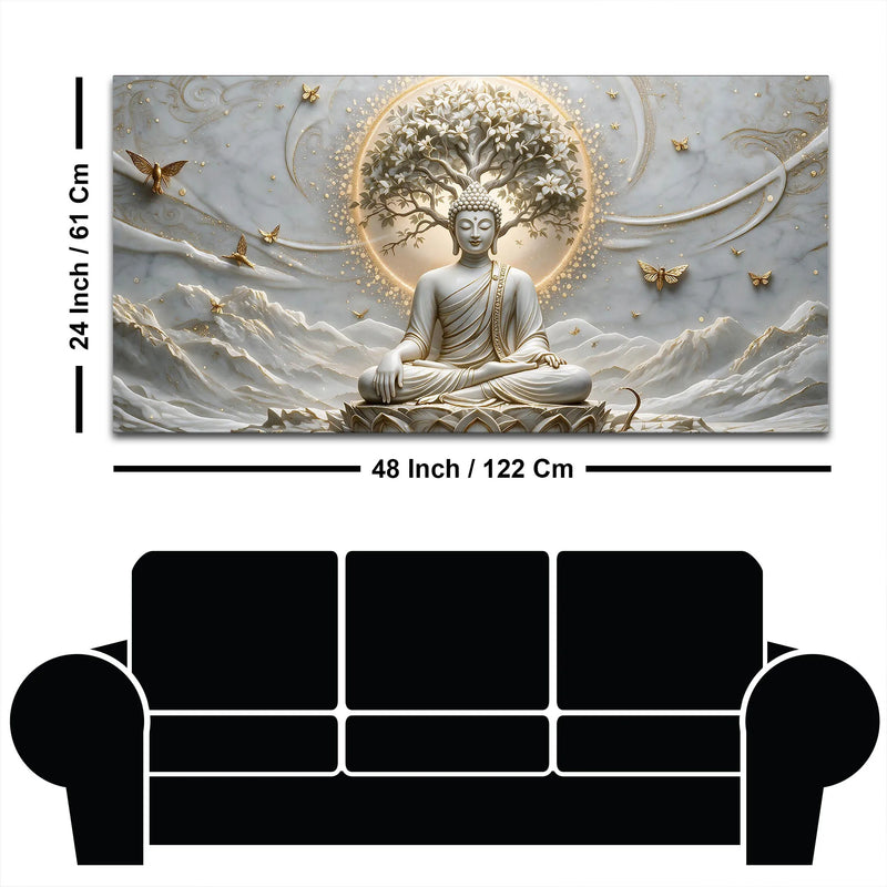 Serene Buddha Under Sacred Bodhi Tree 3D Canvas Wall Painting