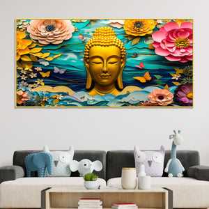 serene-buddha-wall-decor-painting-with-colorful-floral-background