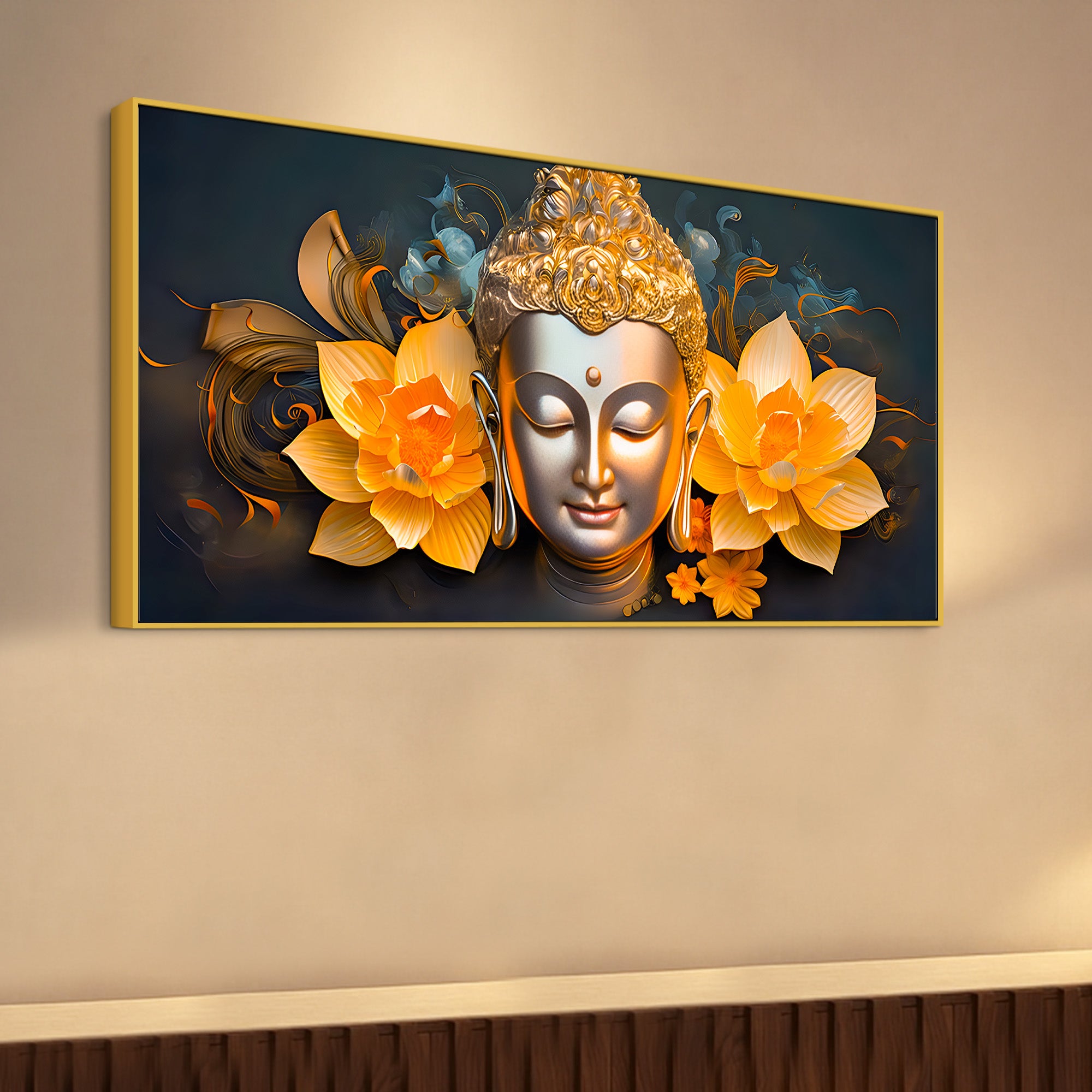 Serene Buddha Wall Painting for Peaceful Home Decor