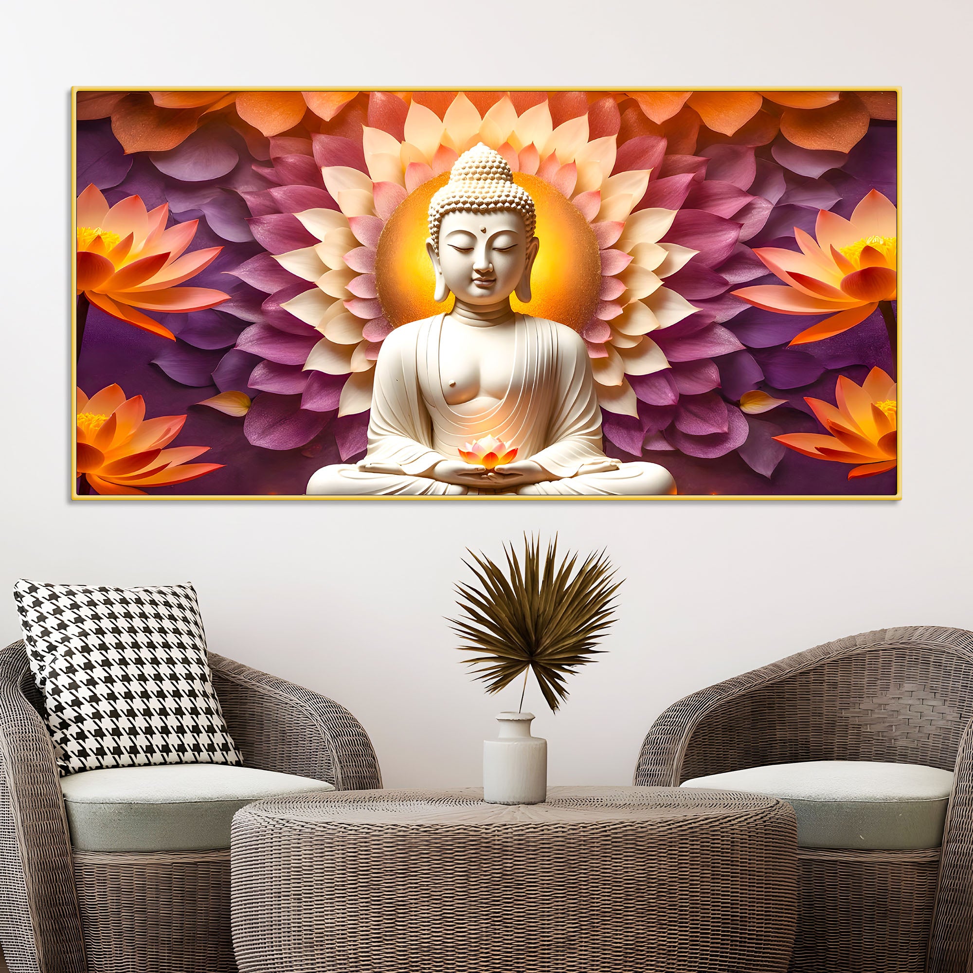 Serene Buddha Wall Painting on Canvas for Home Decoration