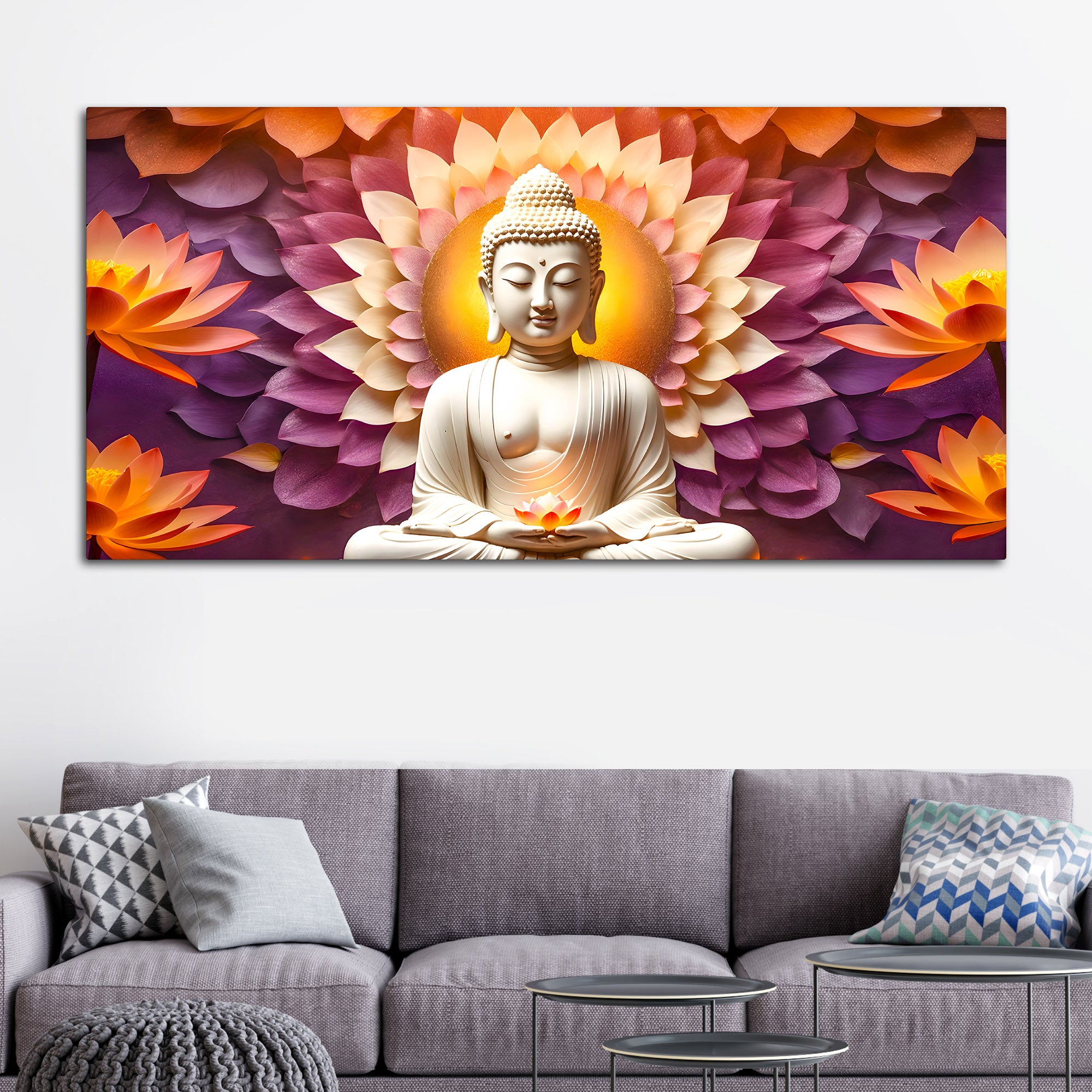 Serene Buddha Wall Painting on Canvas for Home Decoration